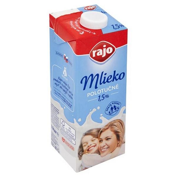 Mlieko Rajo 1l polotučné 1,5%